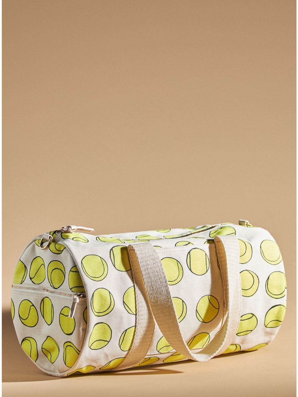 Clare V. Canvas Duffel Bag in Yellow Tennis Print